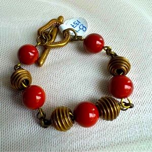 Genuine Gemstone Brass Toggle Bracelet - Handmade NWT